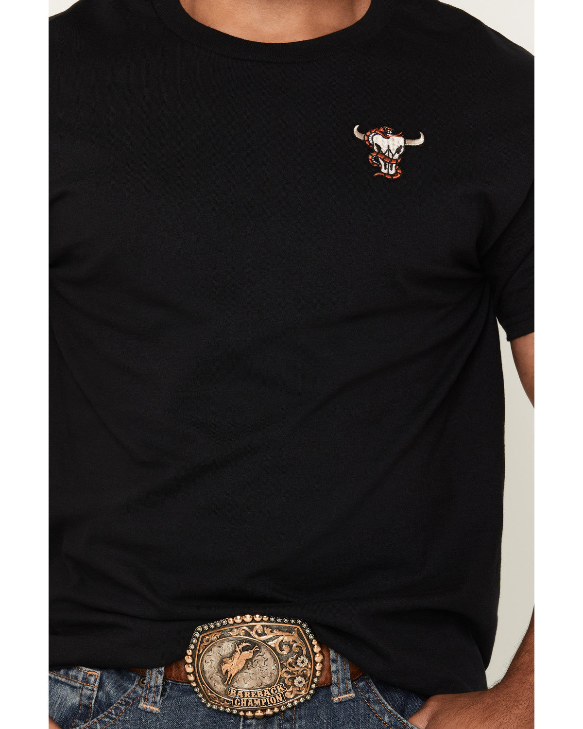 Men's Skull and Snake Embroidered Short Sleeve Graphic T-Sh | Cody James Clothing