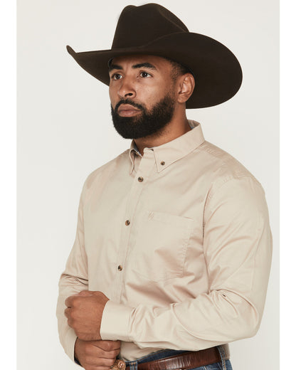 Men's Basic Solid Long Sleeve Button-Down Stretch Western S | Cody James Clothing