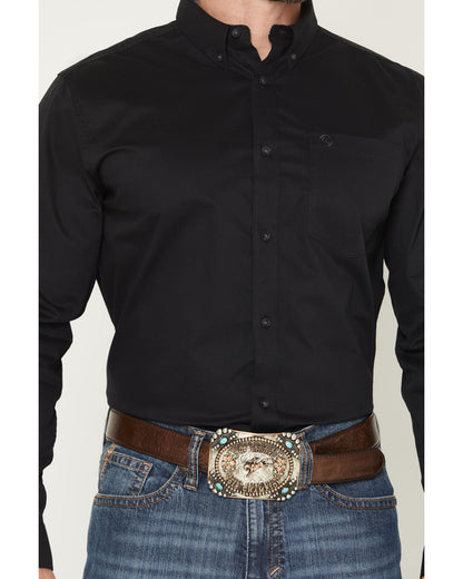 Men's Basic Solid Long Sleeve Button-Down Stretch Western S | Cody James Clothing