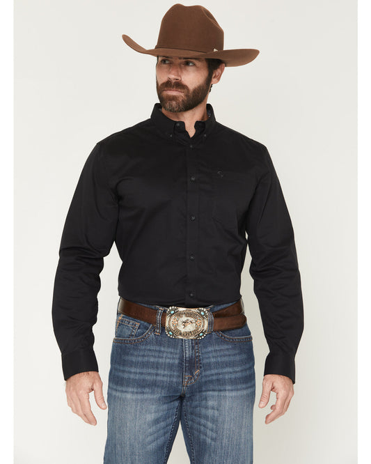 Men's Basic Solid Long Sleeve Button-Down Stretch Western S | Cody James Clothing