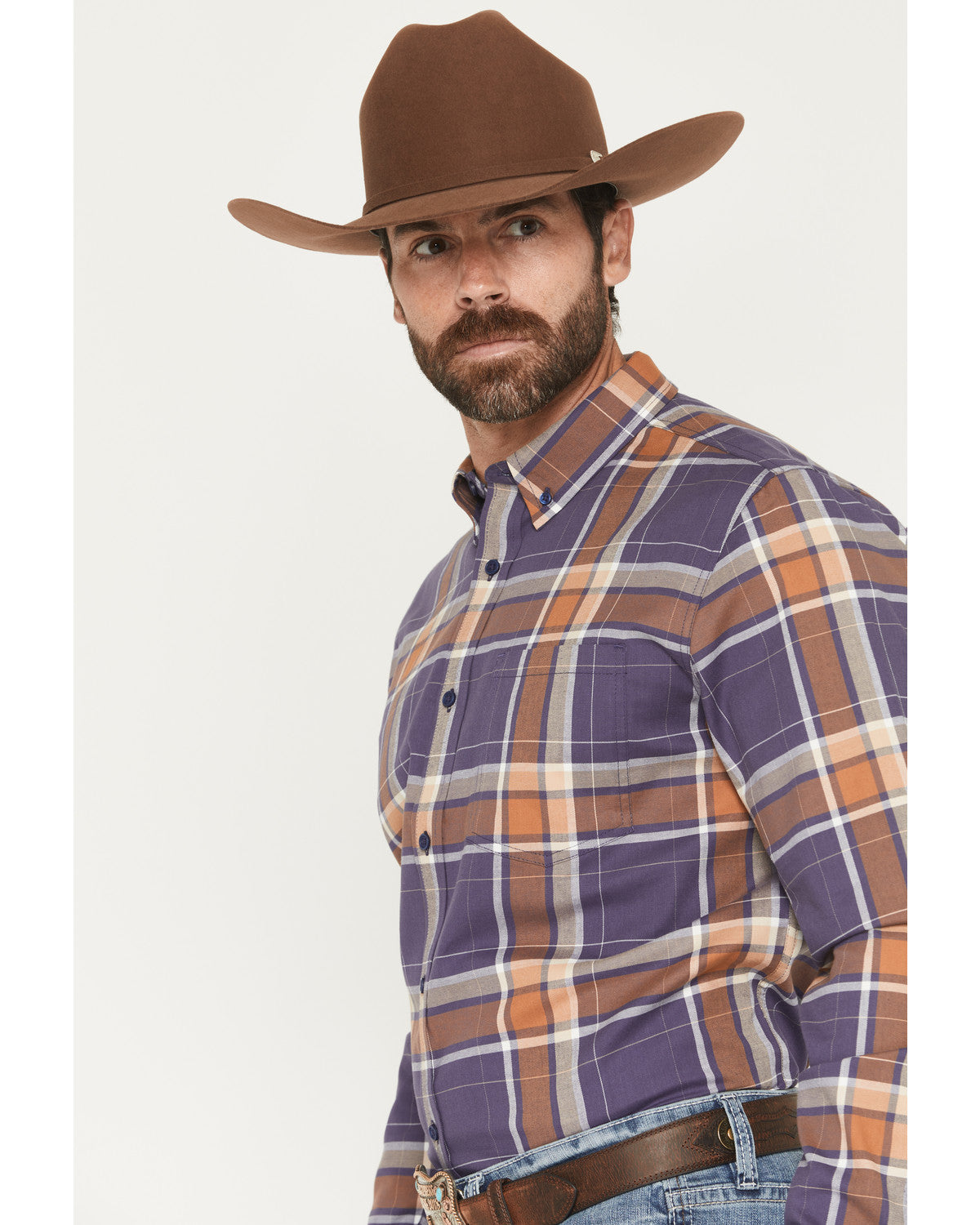 Men's Smokey Trail Plaid Print Long Sleeve Button-Down Stre | Cody James Clothing