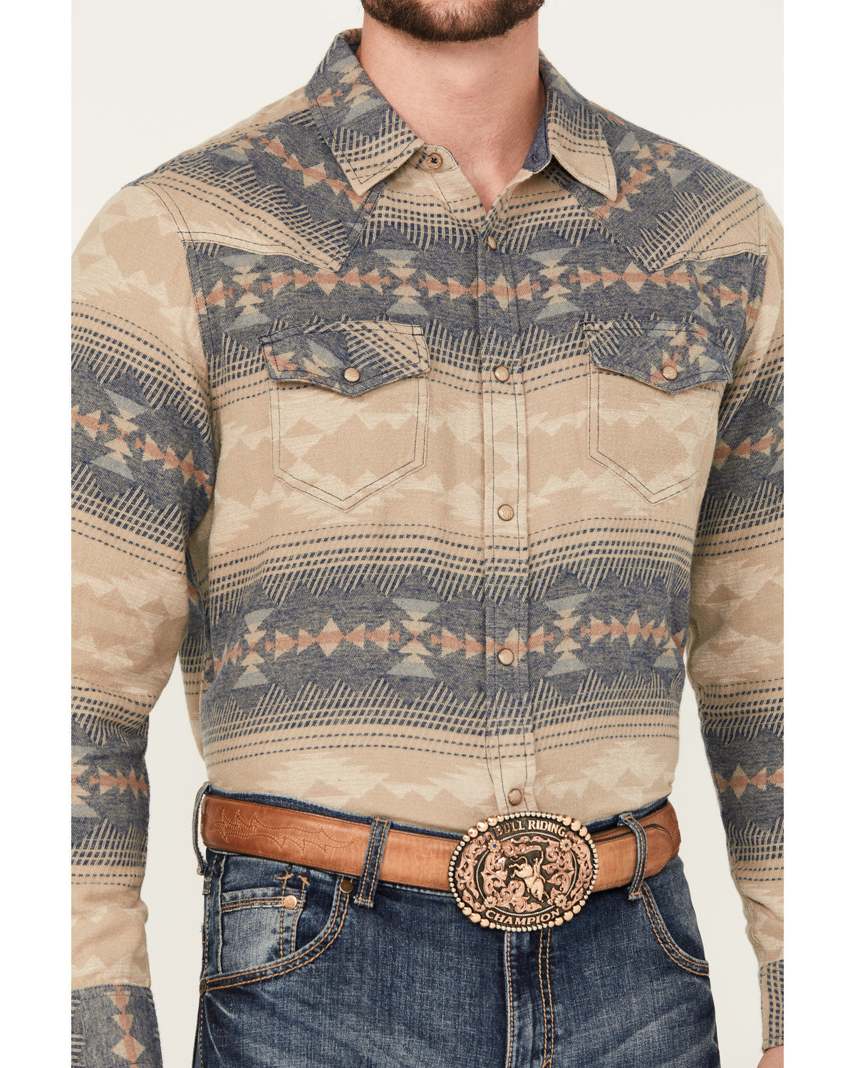 Men's Arrow Bear Southwestern Print Long Sleeve Snap Wester | Cody James Clothing|Sale