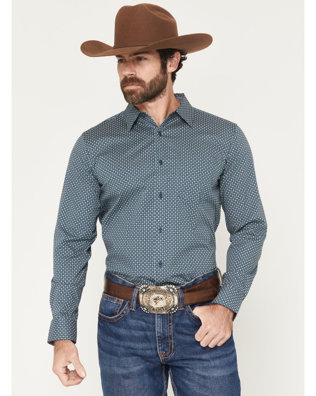 Men's Bourbon Geo Print Long Sleeve Button-Down Stretch Wes | Cody James Clothing