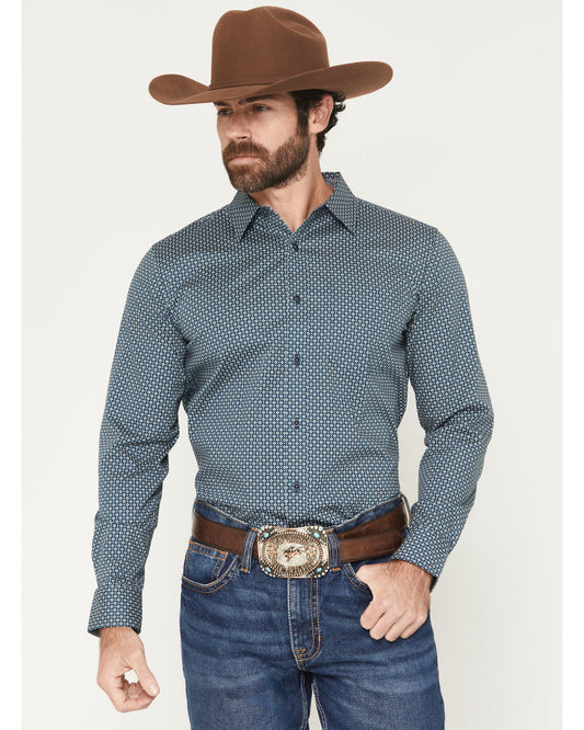 Men's Bourbon Geo Print Long Sleeve Button-Down Stretch Wes | Cody James Clothing