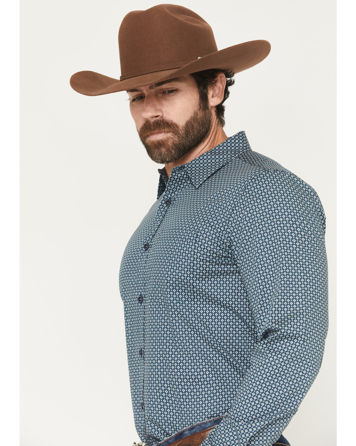 Men's Bourbon Geo Print Long Sleeve Button-Down Stretch Wes | Cody James Clothing