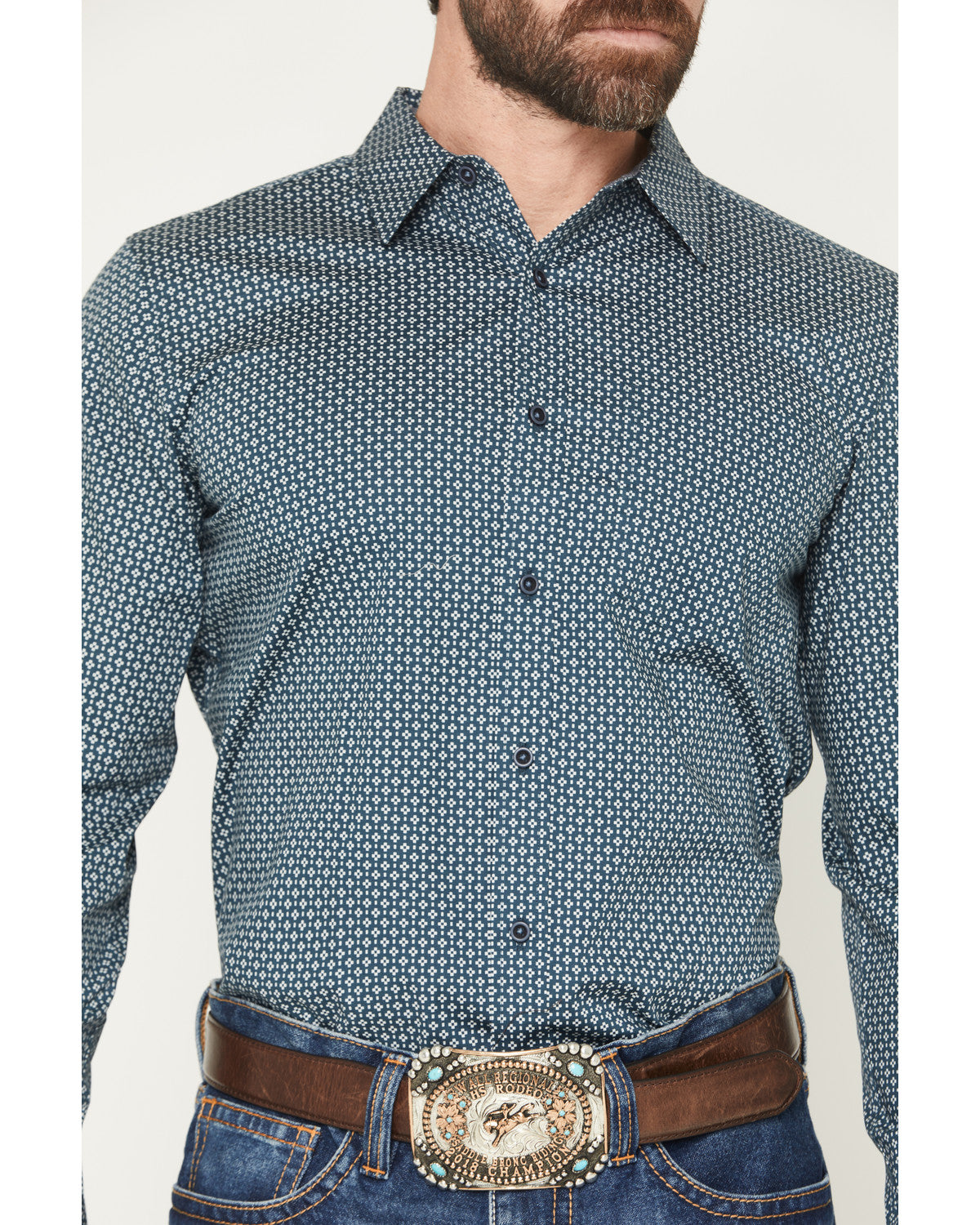 Men's Bourbon Geo Print Long Sleeve Button-Down Stretch Wes | Cody James Clothing