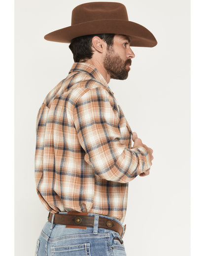Men's Bravo Plaid Print Long Sleeve Snap Flannel Shirt - Bi | Cody James Clothing|Sale