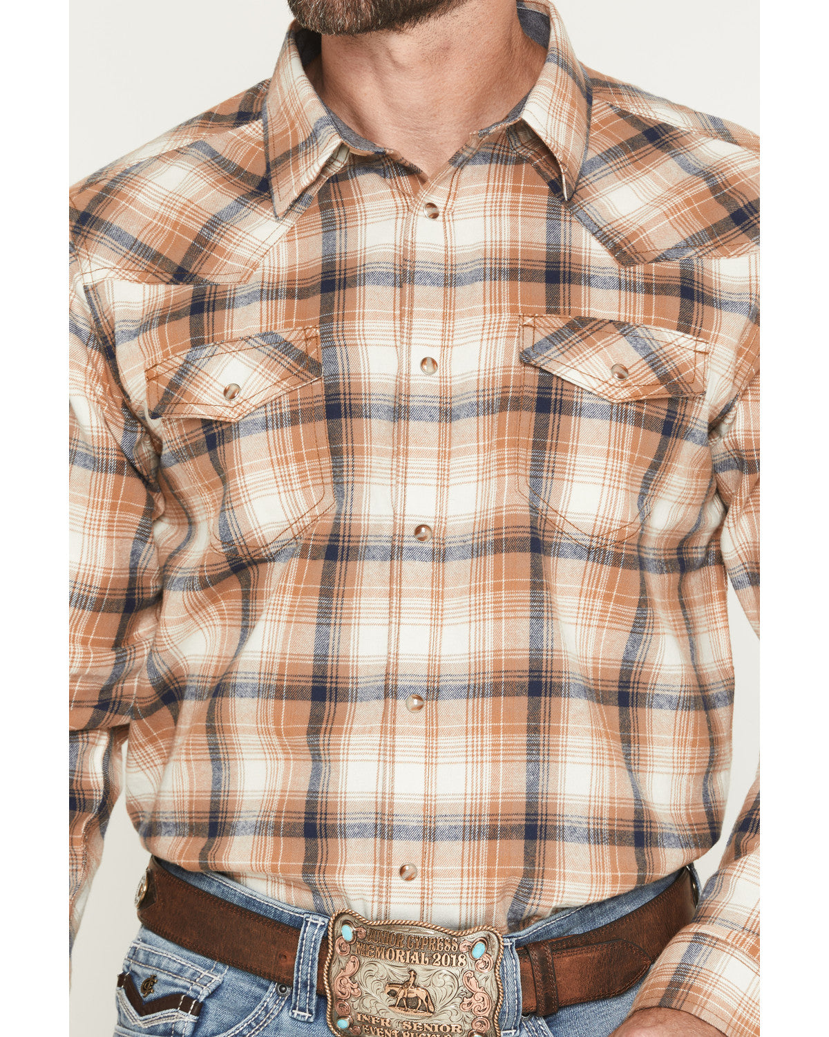 Men's Bravo Plaid Print Long Sleeve Snap Flannel Shirt - Bi | Cody James Clothing|Sale