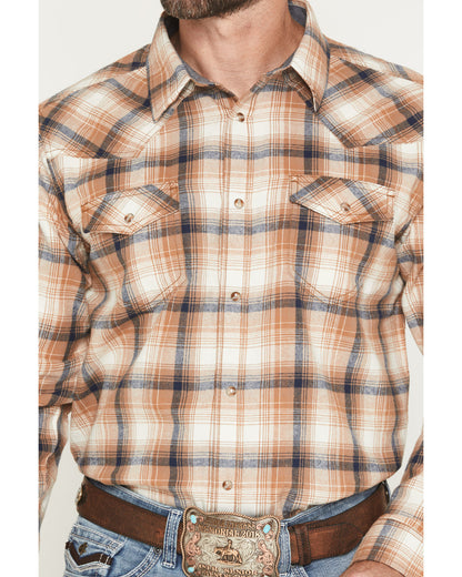 Men's Bravo Plaid Print Long Sleeve Snap Flannel Shirt - Bi | Cody James Clothing|Sale