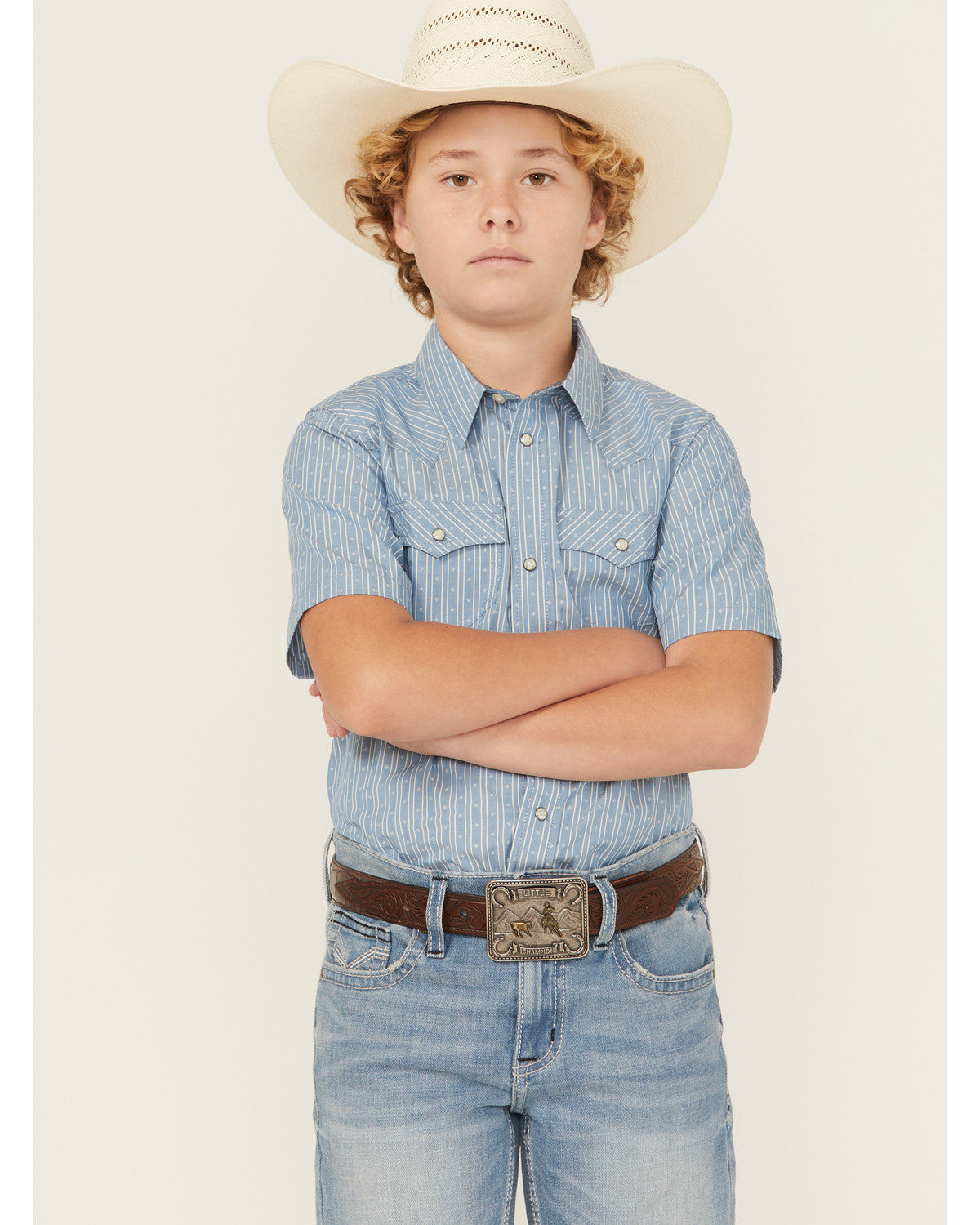 Boys' Cowboy Way Striped Print Short Sleeve Snap Western Sh | Cody James Clothing|Boys