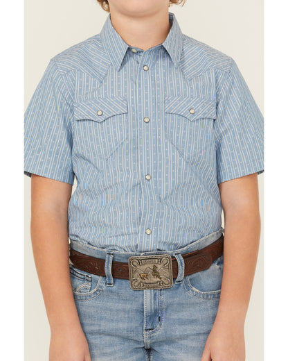 Boys' Cowboy Way Striped Print Short Sleeve Snap Western Sh | Cody James Clothing|Boys