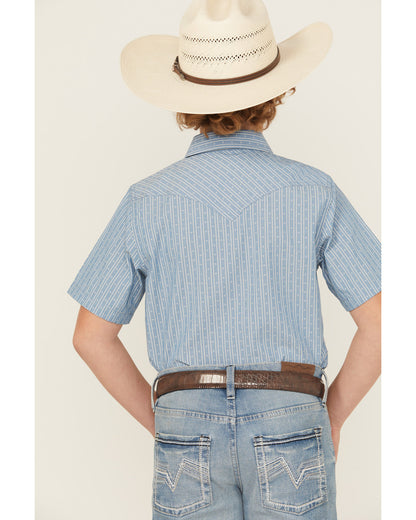 Boys' Cowboy Way Striped Print Short Sleeve Snap Western Sh | Cody James Clothing|Boys