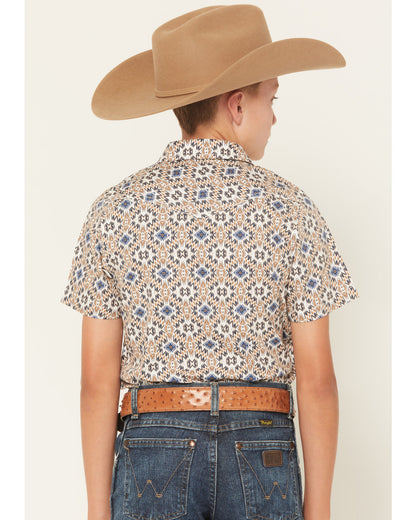 Boys' High Plains Southwestern Print Short Sleeve Snap West | Cody James Clothing|Boys