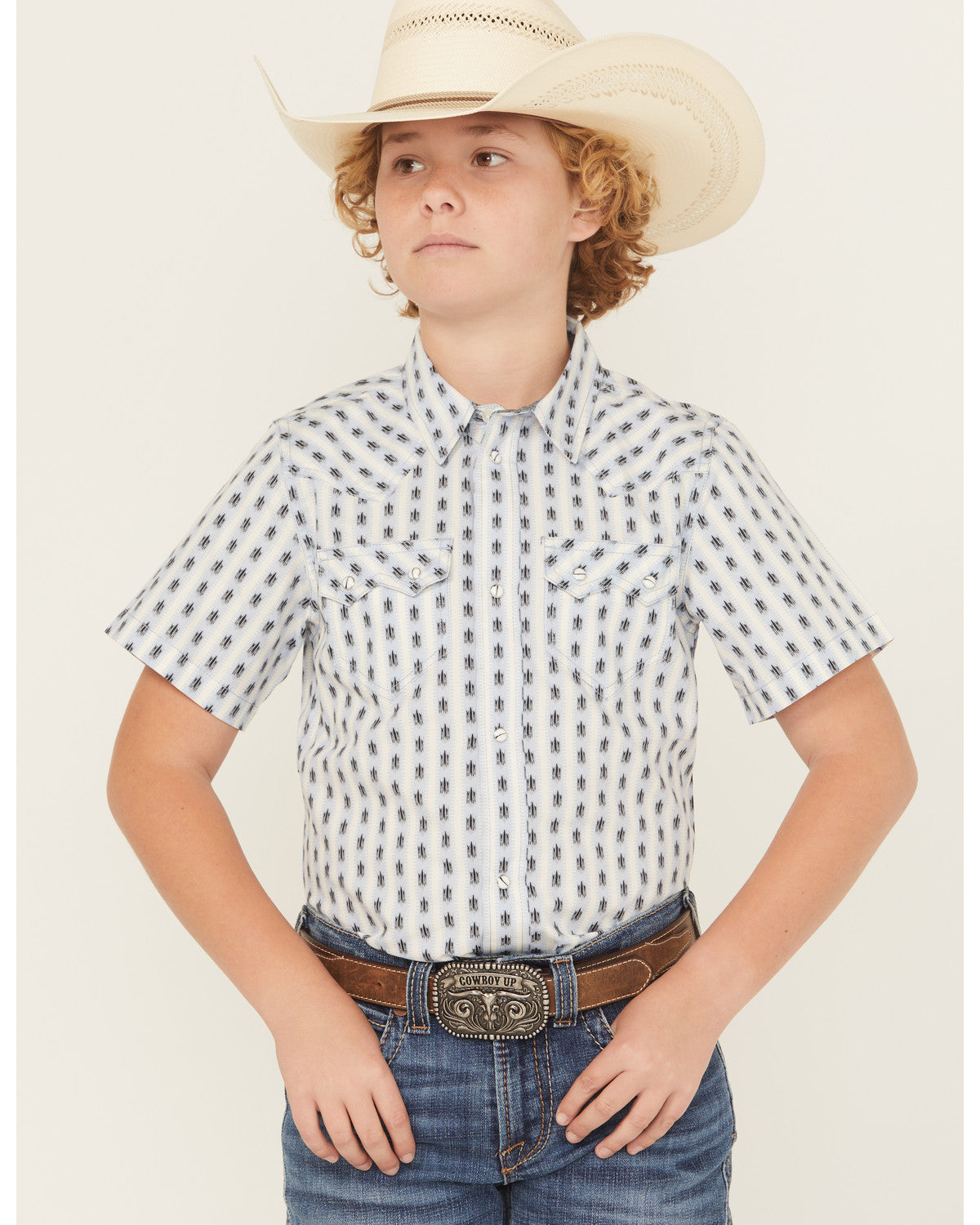 Boys' Outlaw Pass Striped Print Short Sleeve Snap Western S | Cody James Clothing|Boys