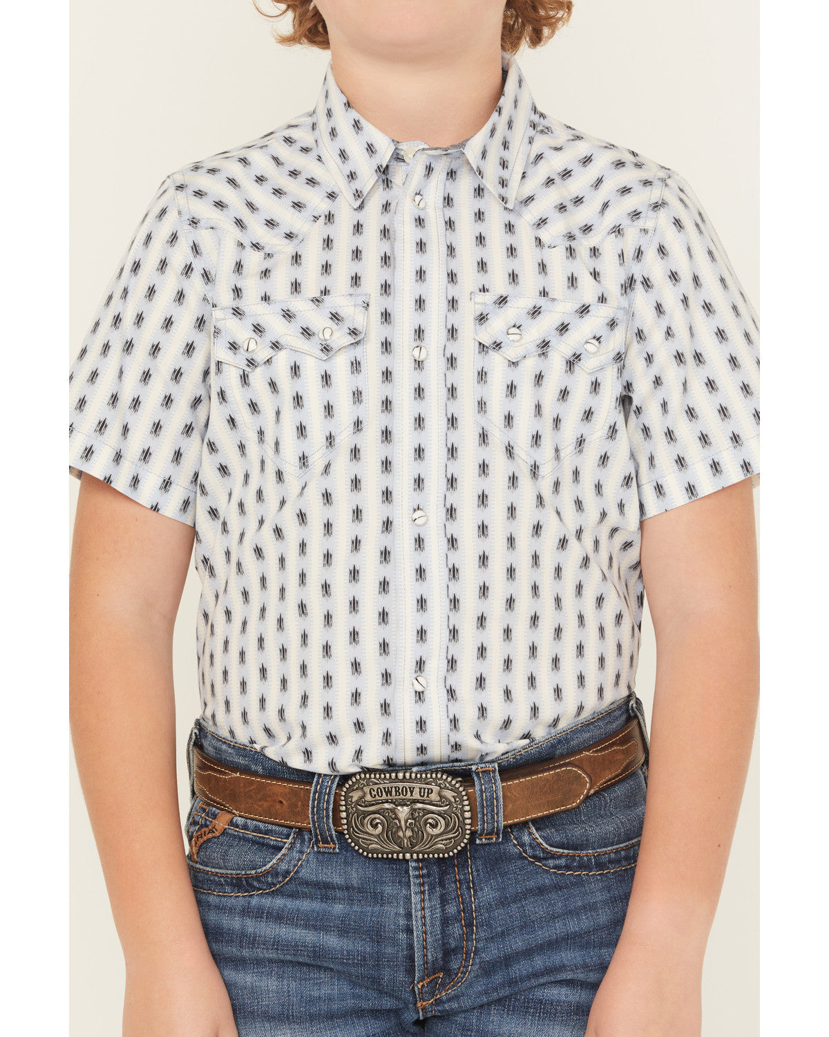 Boys' Outlaw Pass Striped Print Short Sleeve Snap Western S | Cody James Clothing|Boys