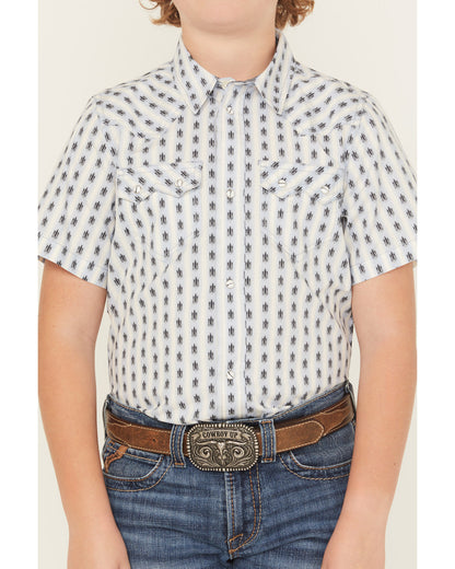 Boys' Outlaw Pass Striped Print Short Sleeve Snap Western S | Cody James Clothing|Boys