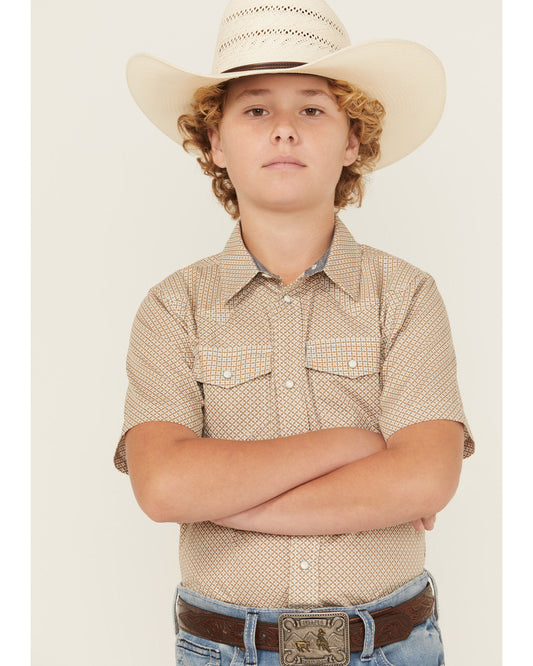 Boys' Grill and Greet Medallion Print Short Sleeve Snap Wes | Cody James Clothing|Boys