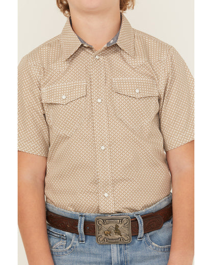 Boys' Grill and Greet Medallion Print Short Sleeve Snap Wes | Cody James Clothing|Boys