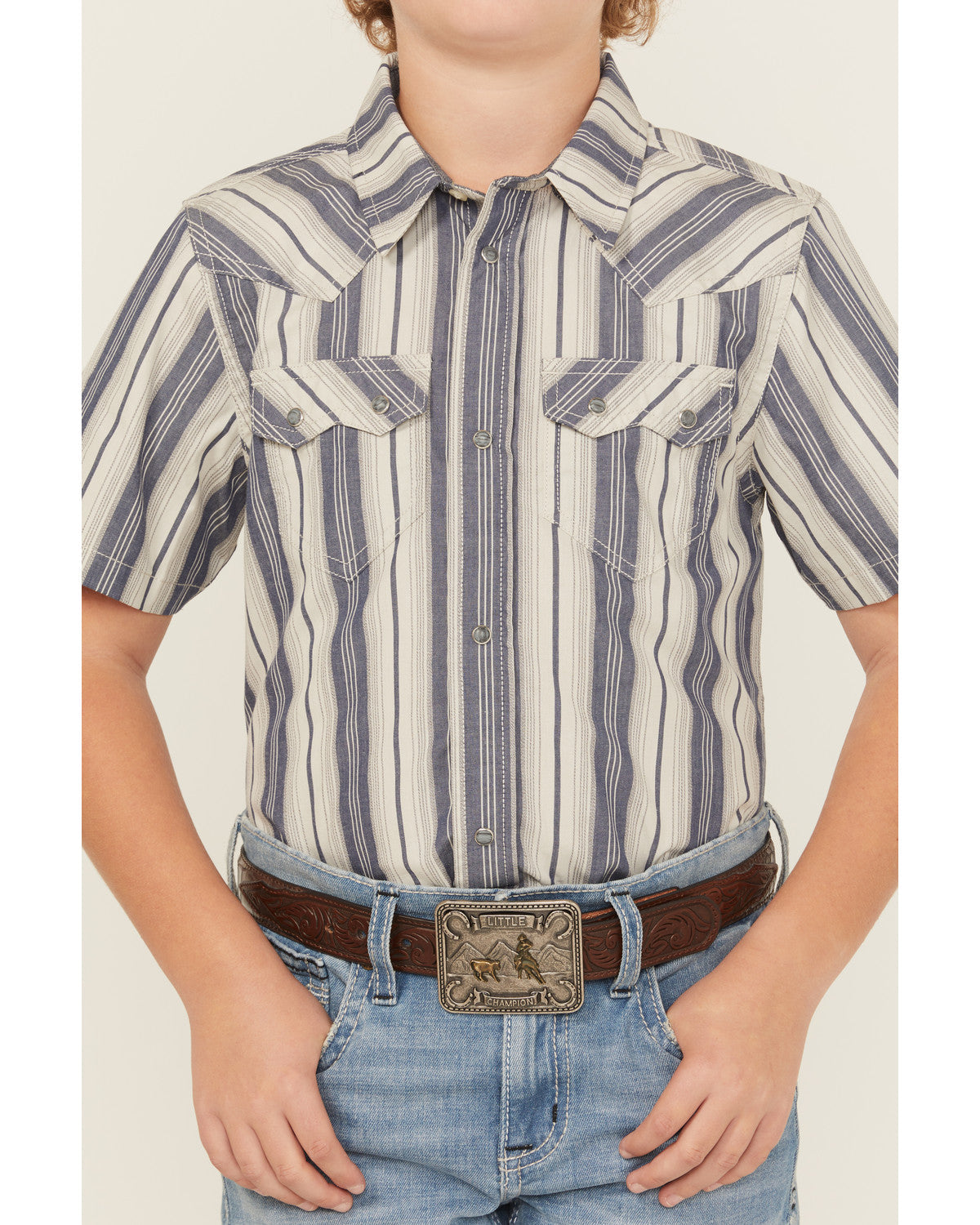 Boys' Roman Striped Short Sleeve Snap Western Shirt | Cody James Clothing|Boys