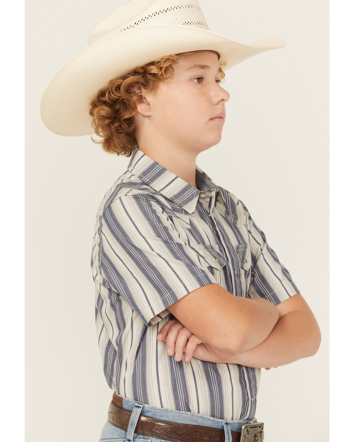 Boys' Roman Striped Short Sleeve Snap Western Shirt | Cody James Clothing|Boys