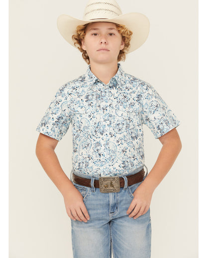 Boys' Frontier Threads Paisley Print Short Sleeve Snap West | Cody James Clothing|Boys