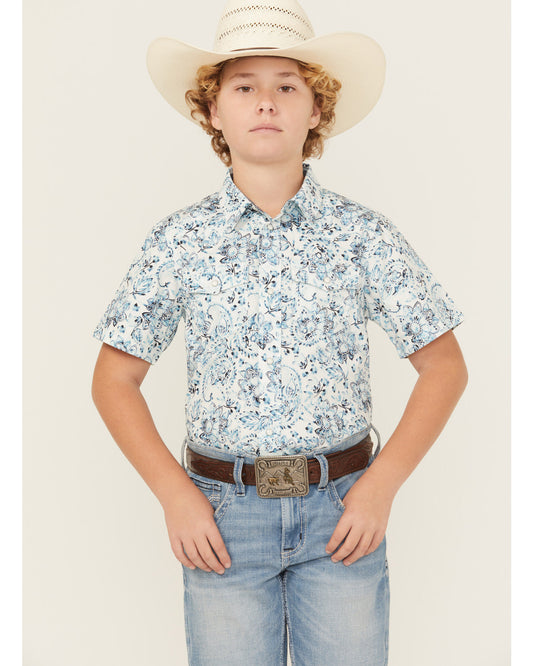 Boys' Frontier Threads Paisley Print Short Sleeve Snap West | Cody James Clothing|Boys