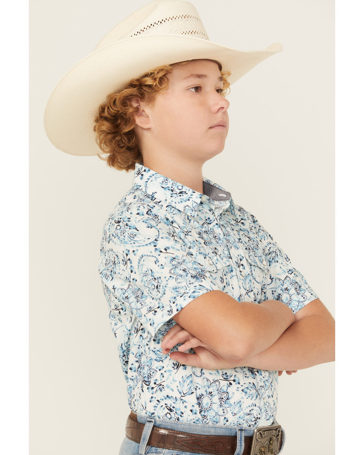 Boys' Frontier Threads Paisley Print Short Sleeve Snap West | Cody James Clothing|Boys