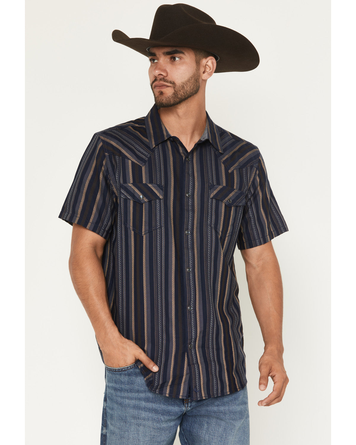 Men's Highland Rim Striped Print Short Sleeve Snap Western | Cody James Clothing|Sale