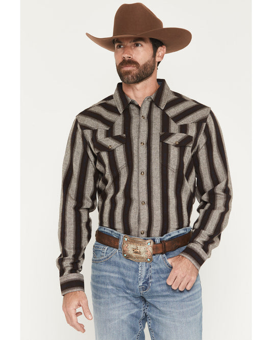 Men's Deluxe Dobby Stripe Print Long Sleeve Snap Flannel Sh | Cody James Clothing|Sale