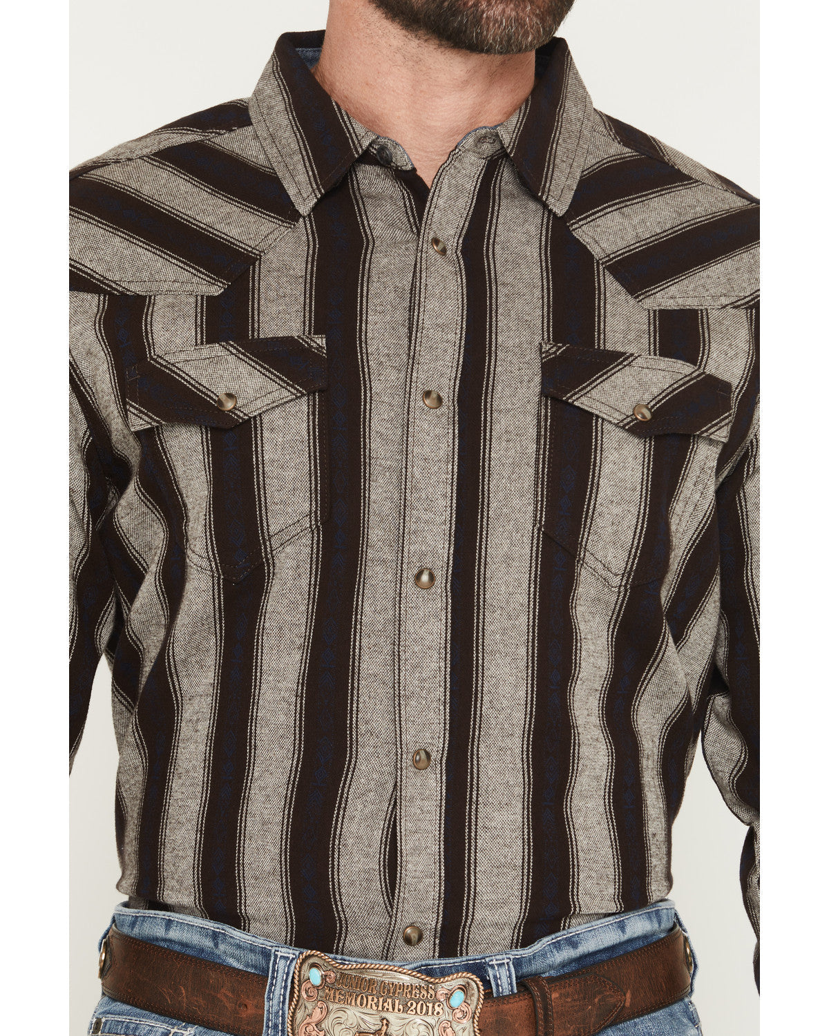 Men's Deluxe Dobby Stripe Print Long Sleeve Snap Flannel Sh | Cody James Clothing|Sale
