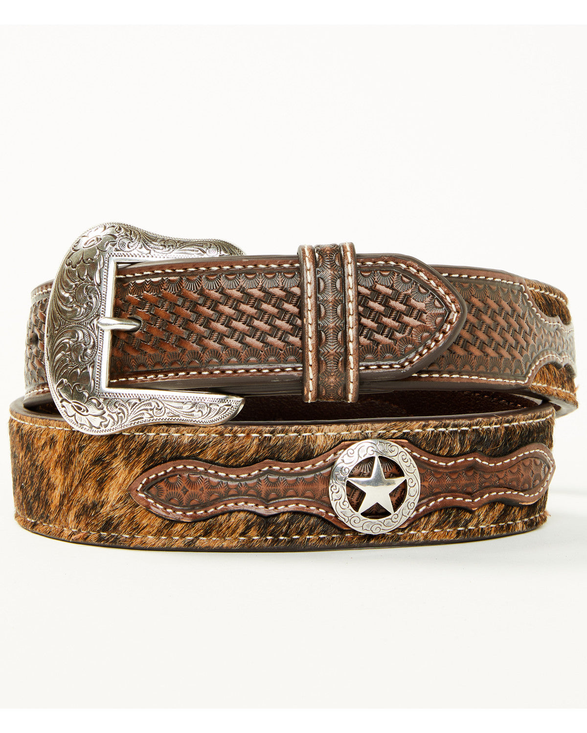 Men's Hair-On Concho Leather Belt | Cody James Accessories