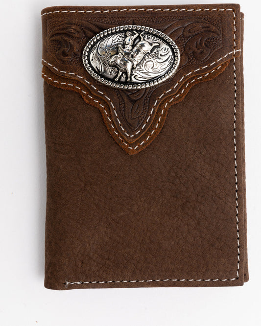 Men's Boot Stitch Longhorn Tri-Fold Leather Wallet | Cody James Accessories