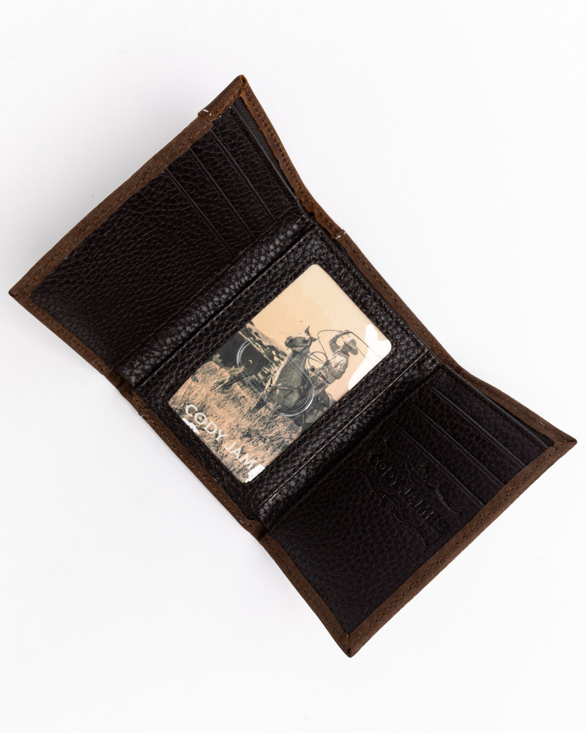 Men's Boot Stitch Longhorn Tri-Fold Leather Wallet | Cody James Accessories