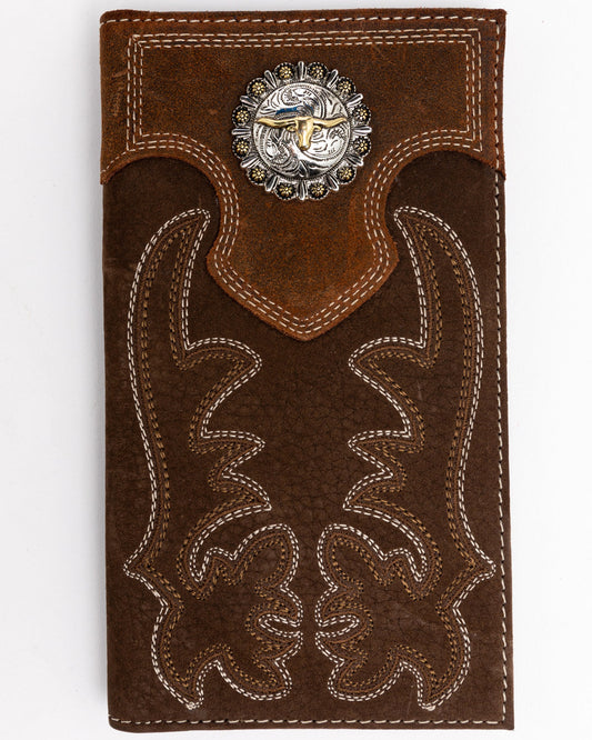 Men's Boot Stitch Long Horn Leather Checkbook Wallet | Cody James Accessories
