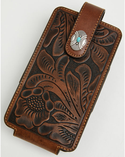 Men's Prescott Tooled Leather Concho Cell Phone Case | Cody James Accessories