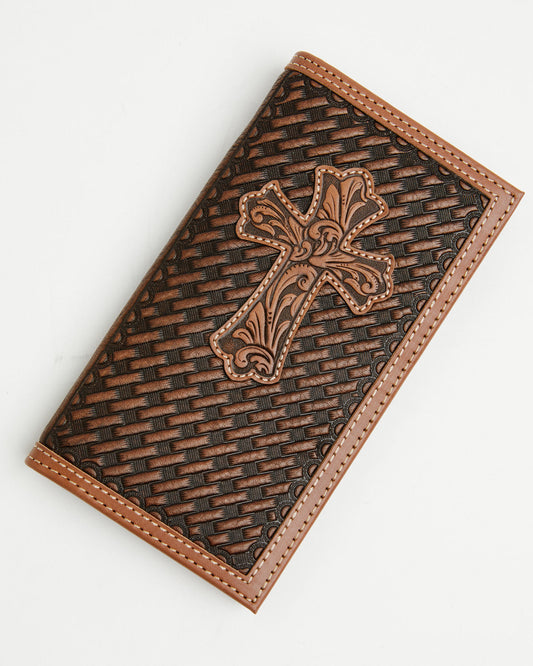 Men's Wells Basketweave Cross Leather Rodeo Wallet | Cody James Accessories