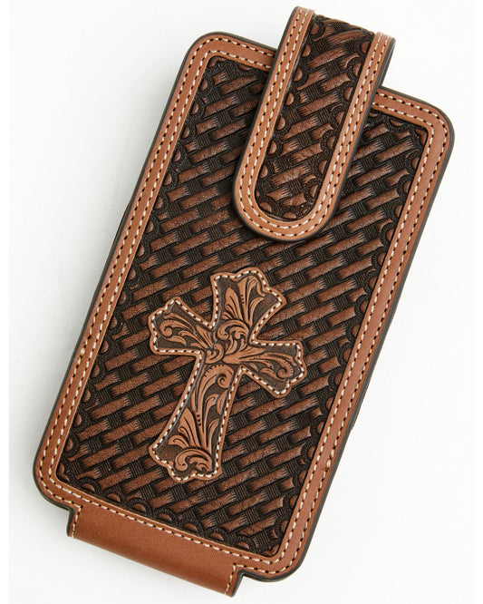 Men's Wells Basketweave Cross Leather Cell Phone Case | Cody James Accessories