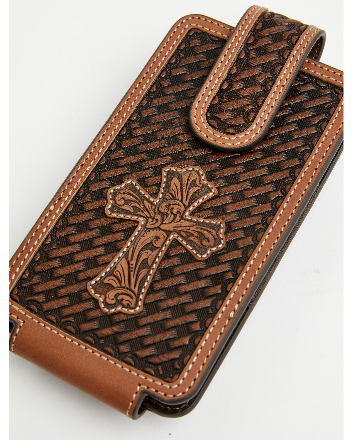 Men's Wells Basketweave Cross Leather Cell Phone Case | Cody James Accessories