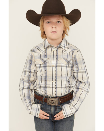 Boys' Wind Plaid Print Long Sleeve Snap Western Shirt | Cody James Boys|Sale|Clothing
