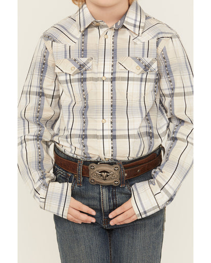 Boys' Wind Plaid Print Long Sleeve Snap Western Shirt | Cody James Boys|Sale|Clothing