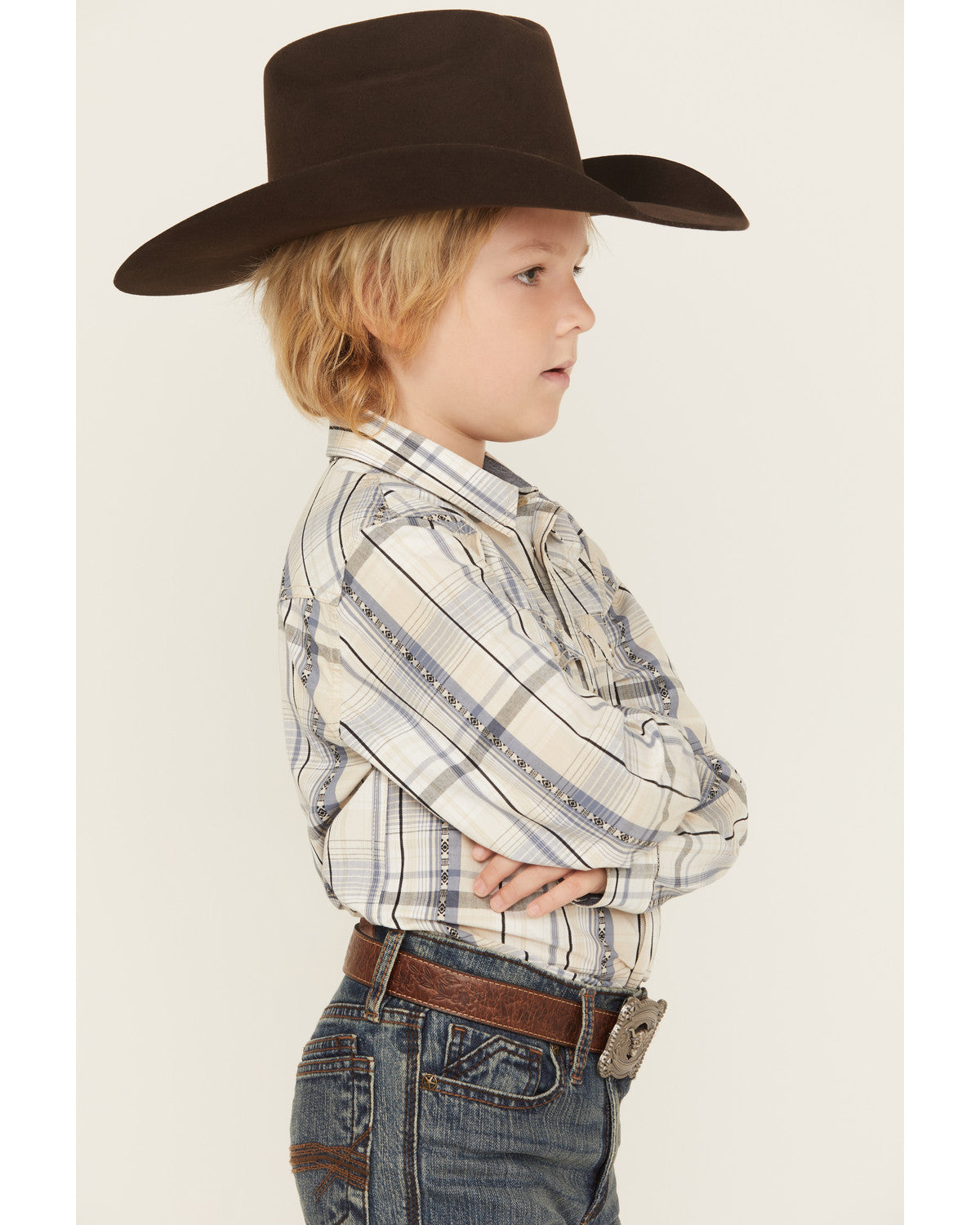 Boys' Wind Plaid Print Long Sleeve Snap Western Shirt | Cody James Boys|Sale|Clothing