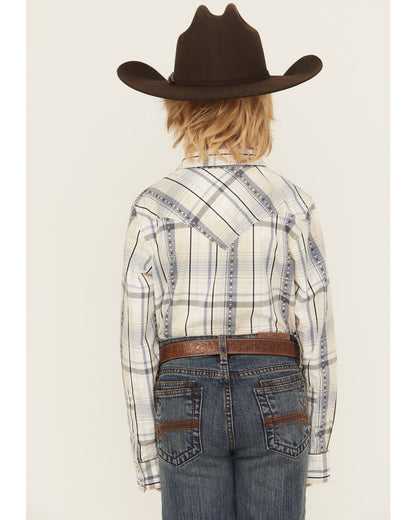 Boys' Wind Plaid Print Long Sleeve Snap Western Shirt | Cody James Boys|Sale|Clothing