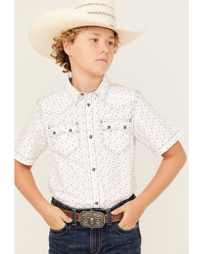 Boys' Bull Cactus Print Short Sleeve Snap Western Shirt | Cody James Boys|Sale|Clothing