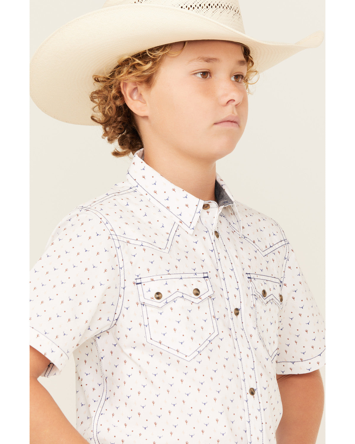 Boys' Bull Cactus Print Short Sleeve Snap Western Shirt | Cody James Boys|Sale|Clothing