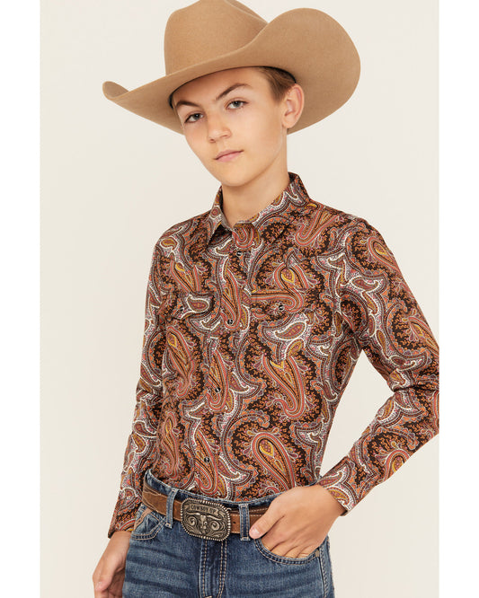 Boys' Dennis Paisley Print Long Sleeve Snap Western Shirt | Cody James Boys|Sale|Clothing