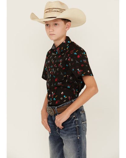 Boys' Sheriff Conversation Print Short Sleeve Snap Western | Cody James Boys|Sale|Clothing