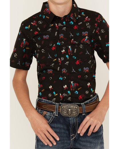 Boys' Sheriff Conversation Print Short Sleeve Snap Western | Cody James Boys|Sale|Clothing