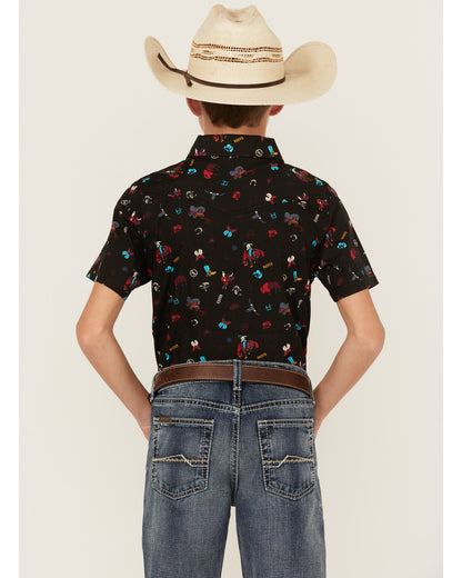 Boys' Sheriff Conversation Print Short Sleeve Snap Western | Cody James Boys|Sale|Clothing