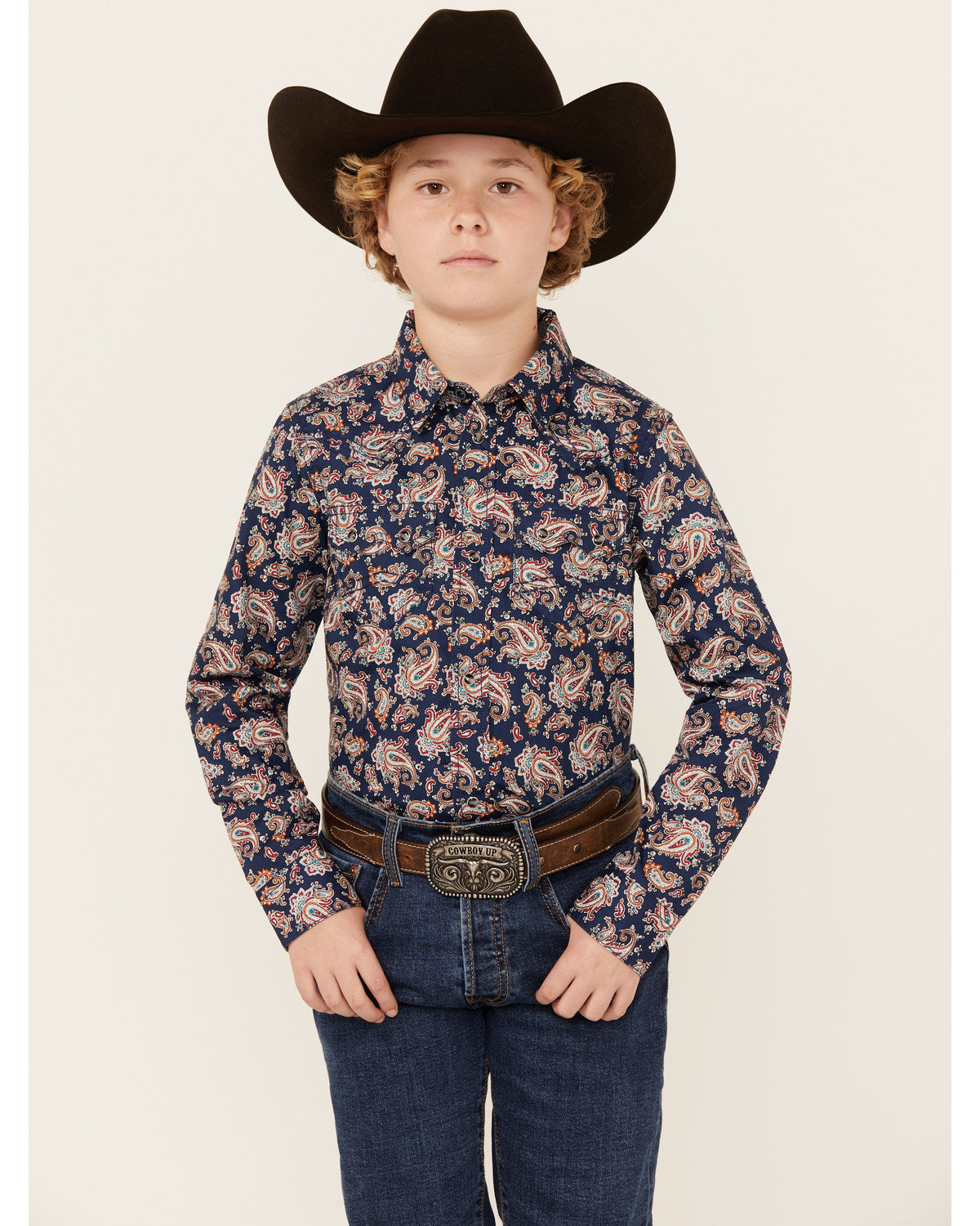 Boys' Grand Finale Paisley Print Long Sleeve Snap Western S | Cody James Boys|Sale|Clothing