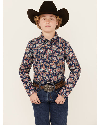 Boys' Grand Finale Paisley Print Long Sleeve Snap Western S | Cody James Boys|Sale|Clothing